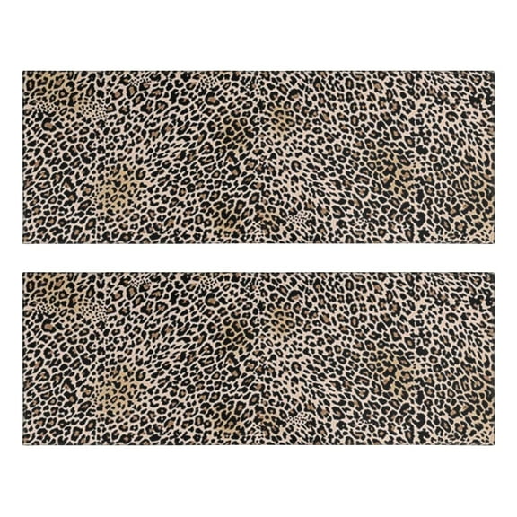 Kitchen Rugs Sets Of 2,Black and Tan Leopard Print Anti Fatigue Kitchen Mat Rugs Non Slip Washable,Decorative Kitchen Floor Mats for Kitchen,Sink,Laundry,17"X47"