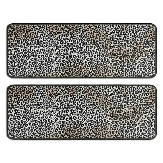 Kitchen Rugs Sets Of 2,Black and Tan Leopard Print Anti Fatigue Kitchen Mat Rugs Non Slip Washable,Decorative Kitchen Floor Mats for Kitchen,Sink,Laundry,17"x47"+17"x47"