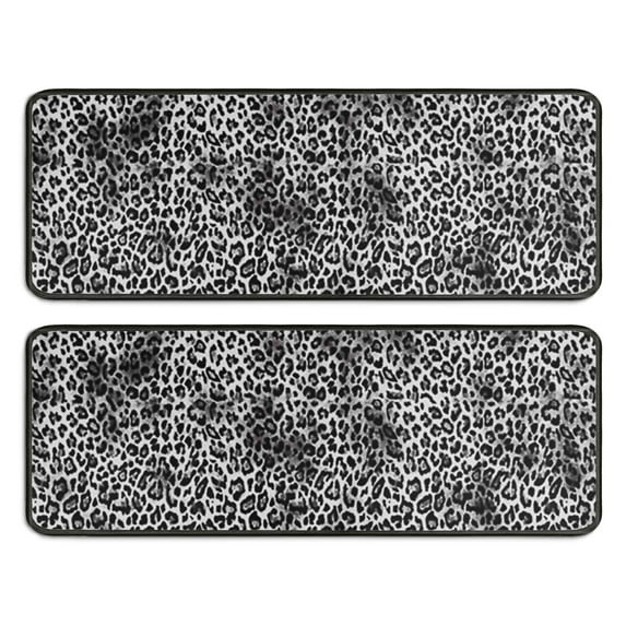 Kitchen Rugs Sets Of 2,Black and Tan Leopard Print Anti Fatigue Kitchen Mat Rugs Non Slip Washable,Decorative Kitchen Floor Mats for Kitchen,Sink,Laundry,17"x47"+17"x47"