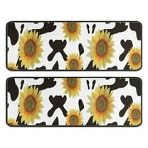 Kitchen Rugs Sets Of 2,Black White Cow Pattern Sunflower Anti Fatigue Kitchen Mat Rugs Non Slip Washable,Decorative Kitchen Floor Mats for Kitchen,Sink,Laundry,17"x47" 17"x47"