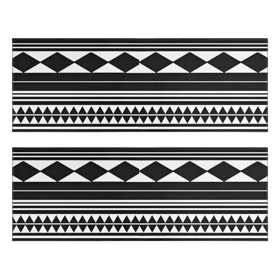 Kitchen Rugs Sets Of 2,Black White Ethnic Pattern Anti Fatigue Kitchen Mat Rugs Non Slip Washable,Decorative Kitchen Floor Mats for Kitchen,Sink,Laundry,17"X47"
