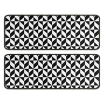 Kitchen Rugs Sets Of 2,Black White Geometric Checkered Pattern Anti Fatigue Kitchen Mat Rugs Non Slip Washable,Decorative Kitchen Floor Mats for Kitchen,Sink,Laundry,17"x47" 17"x47"