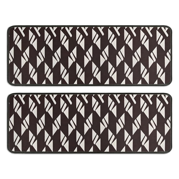 Kitchen Rugs Sets Of 2,Black White Geometric Pattern Anti Fatigue Kitchen Mat Rugs Non Slip Washable,Decorative Kitchen Floor Mats for Kitchen,Sink,Laundry,17"x47"+17"x47"