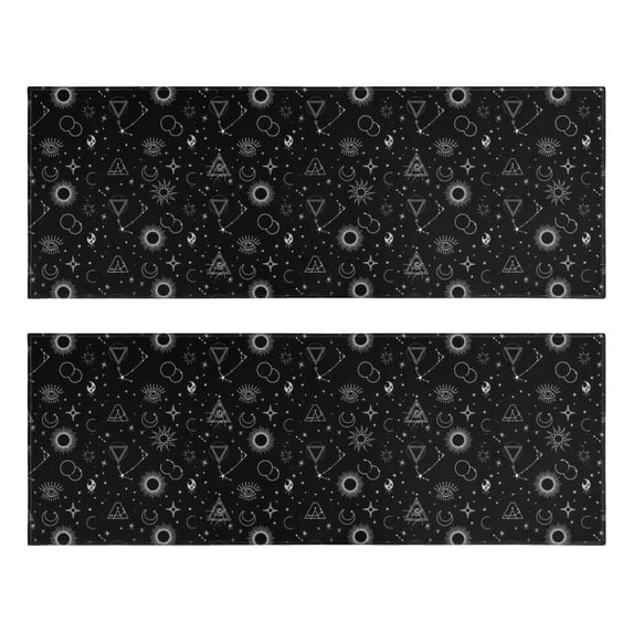 Kitchen Rugs Sets Of 2,Black White Gothic Geometry Sun Moon Pattern Anti Fatigue Kitchen Mat Rugs Non Slip Washable,Decorative Kitchen Floor Mats for Kitchen,Sink,Laundry,17"X47"