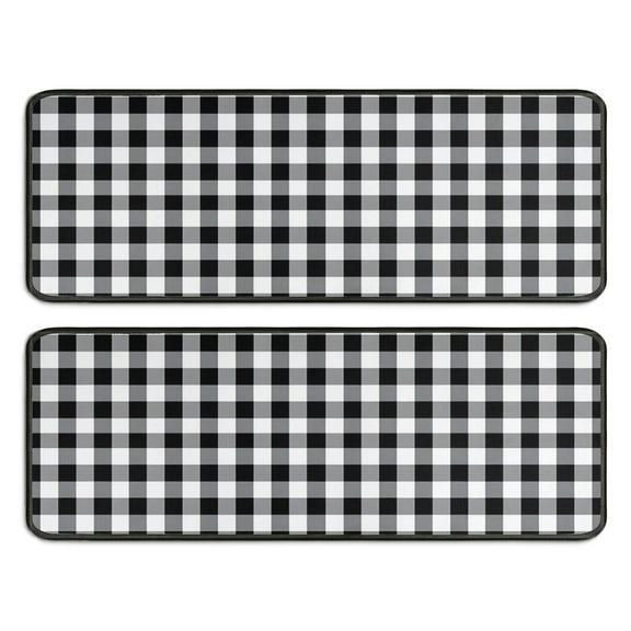 Kitchen Rugs Sets Of 2,Black White and Gray Checkerboard Pattern Anti Fatigue Kitchen Mat Rugs Non Slip Washable,Decorative Kitchen Floor Mats for Kitchen,Sink,Laundry,17"x47"+17"x47"