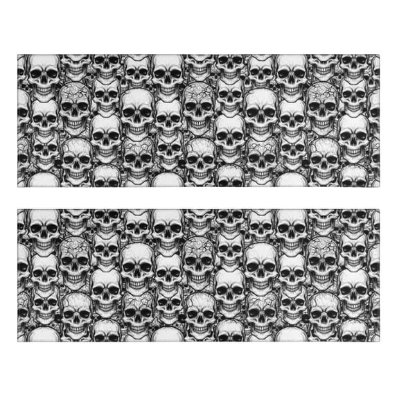 Kitchen Rugs Sets Of 2,Black White Skull Stack Pattern Anti Fatigue Kitchen Mat Rugs Non Slip Washable,Decorative Kitchen Floor Mats for Kitchen,Sink,Laundry,17"X47"