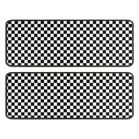 Kitchen Rugs Sets Of 2,Black and White Small Checkered Pattern Anti Fatigue Kitchen Mat Rugs Non Slip Washable,Decorative Kitchen Floor Mats for Kitchen,Sink,Laundry,17"x47"+17"x47"