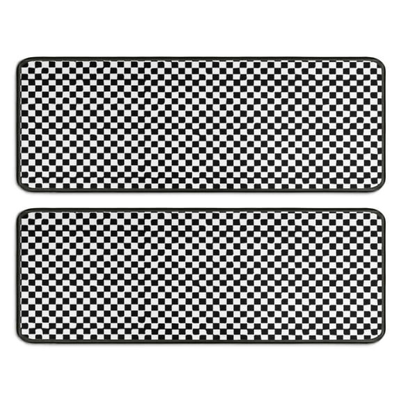 Kitchen Rugs Sets Of 2,Black and White Small Checkered Pattern Anti Fatigue Kitchen Mat Rugs Non Slip Washable,Decorative Kitchen Floor Mats for Kitchen,Sink,Laundry,17"x47"+17"x47"