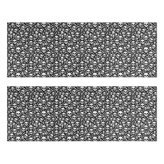 Kitchen Rugs Sets Of 2,Black White Tiny Skull Pattern Anti Fatigue Kitchen Mat Rugs Non Slip Washable,Decorative Kitchen Floor Mats for Kitchen,Sink,Laundry,17"X47"