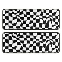 Kitchen Rugs Sets Of 2,Black and White Wavy Checkerboard Pattern Anti Fatigue Kitchen Mat Rugs Non Slip Washable,Decorative Kitchen Floor Mats for Kitchen,Sink,Laundry,17"x47" 17"x47"