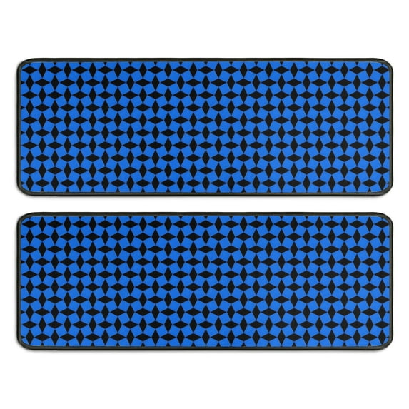 Kitchen Rugs Sets Of 2,Blue Black Geometric Pattern Anti Fatigue Kitchen Mat Rugs Non Slip Washable,Decorative Kitchen Floor Mats for Kitchen,Sink,Laundry,17"x47"+17"x47"