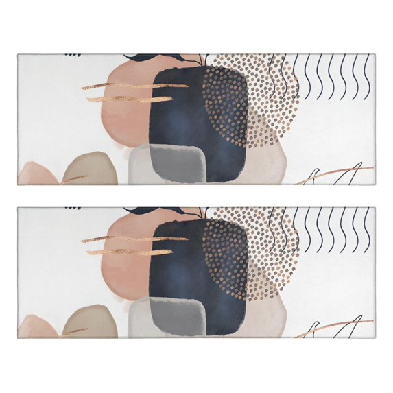 Kitchen Rugs Sets Of 2,Blue Boho Abstract and Plant Pattern Anti Fatigue Kitchen Mat Rugs Non Slip Washable,Decorative Kitchen Floor Mats for Kitchen,Sink,Laundry,17"X47"