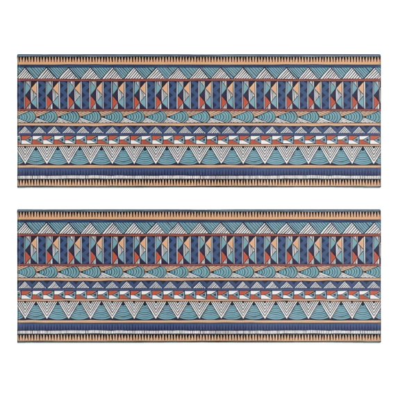Kitchen Rugs Sets Of 2,Blue Boho Tribal Triangles and Arrows Pattern Anti Fatigue Kitchen Mat Rugs Non Slip Washable,Decorative Kitchen Floor Mats for Kitchen,Sink,Laundry,17"X47"