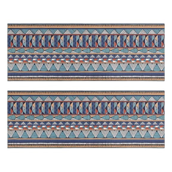Kitchen Rugs Sets Of 2,Blue Boho Tribal Triangles and Arrows Pattern Anti Fatigue Kitchen Mat Rugs Non Slip Washable,Decorative Kitchen Floor Mats for Kitchen,Sink,Laundry,17"X47"