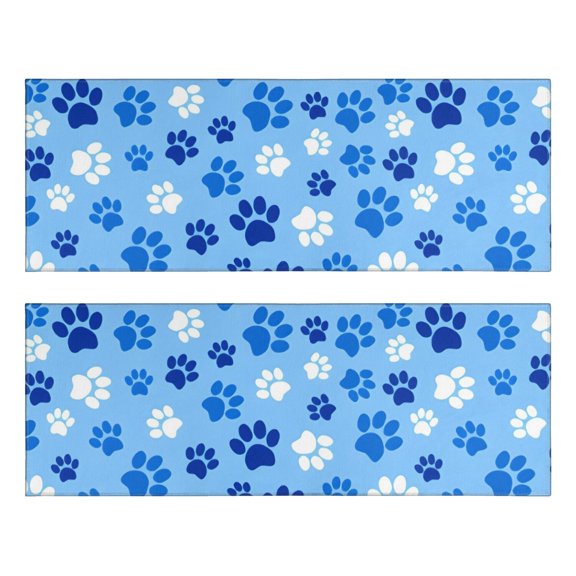 Kitchen Rugs Sets Of 2,Blue Dog Paw Footprint Anti Fatigue Kitchen Mat Rugs Non Slip Washable,Decorative Kitchen Floor Mats for Kitchen,Sink,Laundry,17"X47"