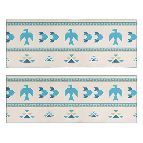 Kitchen Rugs Sets Of 2,Blue Ethnic Bird Pattern Anti Fatigue Kitchen Mat Rugs Non Slip Washable,Decorative Kitchen Floor Mats for Kitchen,Sink,Laundry,17"X47"