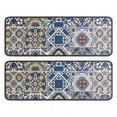 thumbnail image 1 of Kitchen Rugs Sets Of 2,Blue Ethnic Geometric Patchwork Pattern Anti Fatigue Kitchen Mat Rugs Non Slip Washable,Decorative Kitchen Floor Mats for Kitchen,Sink,Laundry,17"x47"+17"x47", 1 of 5