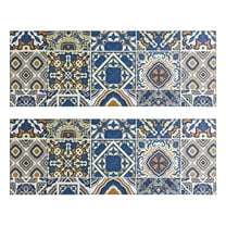 Kitchen Rugs Sets Of 2,Blue Ethnic Geometric Patchwork Pattern Anti Fatigue Kitchen Mat Rugs Non Slip Washable,Decorative Kitchen Floor Mats for Kitchen,Sink,Laundry,17"X47"