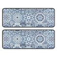 thumbnail image 1 of Kitchen Rugs Sets Of 2,Blue Ethnic Geometric Pattern Anti Fatigue Kitchen Mat Rugs Non Slip Washable,Decorative Kitchen Floor Mats for Kitchen,Sink,Laundry,17"x47"+17"x47", 1 of 5