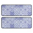 thumbnail image 1 of Kitchen Rugs Sets Of 2,Blue Ethnic Geometric Pattern Anti Fatigue Kitchen Mat Rugs Non Slip Washable,Decorative Kitchen Floor Mats for Kitchen,Sink,Laundry,17"x47"+17"x47", 1 of 5