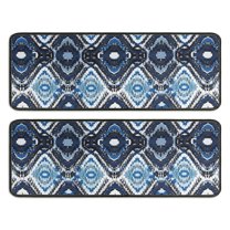 Kitchen Rugs Sets Of 2,Blue Ethnic Geometric Pattern Anti Fatigue Kitchen Mat Rugs Non Slip Washable,Decorative Kitchen Floor Mats for Kitchen,Sink,Laundry,17"x47" 17"x47"