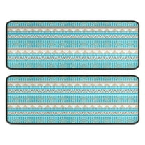 Kitchen Rugs Sets Of 2,Blue Ethnic Geometric Pattern Anti Fatigue Kitchen Mat Rugs Non Slip Washable,Decorative Kitchen Floor Mats for Kitchen,Sink,Laundry,17"x47" 17"x47"