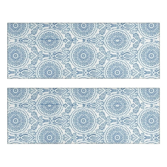 Kitchen Rugs Sets Of 2,Blue Ethnic Mandala Pattern Anti Fatigue Kitchen Mat Rugs Non Slip Washable,Decorative Kitchen Floor Mats for Kitchen,Sink,Laundry,17"X47"