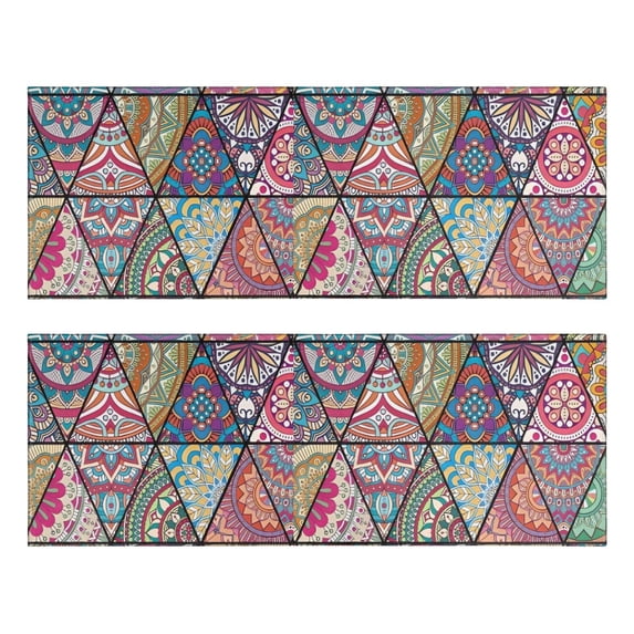 Kitchen Rugs Sets Of 2,Blue Ethnic Triangle Pattern Anti Fatigue Kitchen Mat Rugs Non Slip Washable,Decorative Kitchen Floor Mats for Kitchen,Sink,Laundry,17"X47"