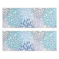 Kitchen Rugs Sets Of 2,Blue Floral Leaf Pattern Anti Fatigue Kitchen Mat Rugs Non Slip Washable,Decorative Kitchen Floor Mats for Kitchen,Sink,Laundry,17"X47"