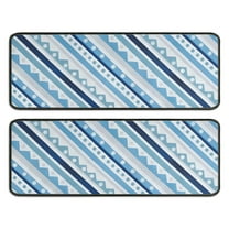 Kitchen Rugs Sets Of 2,Blue Geometric Stripe Pattern Anti Fatigue Kitchen Mat Rugs Non Slip Washable,Decorative Kitchen Floor Mats for Kitchen,Sink,Laundry,17"x47" 17"x47"