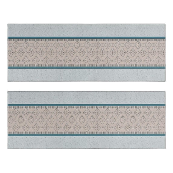Kitchen Rugs Sets Of 2,Blue Geometric Striped Pattern Anti Fatigue Kitchen Mat Rugs Non Slip Washable,Decorative Kitchen Floor Mats for Kitchen,Sink,Laundry,17"X47"