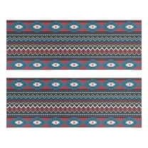 Kitchen Rugs Sets Of 2,Blue Geometric and Striped Pattern Anti Fatigue Kitchen Mat Rugs Non Slip Washable,Decorative Kitchen Floor Mats for Kitchen,Sink,Laundry,17"X47"