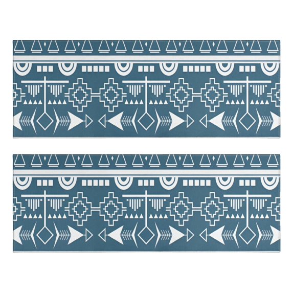 Kitchen Rugs Sets Of 2,Blue Geometric Triangle Arrow Pattern Anti Fatigue Kitchen Mat Rugs Non Slip Washable,Decorative Kitchen Floor Mats for Kitchen,Sink,Laundry,17"X47"