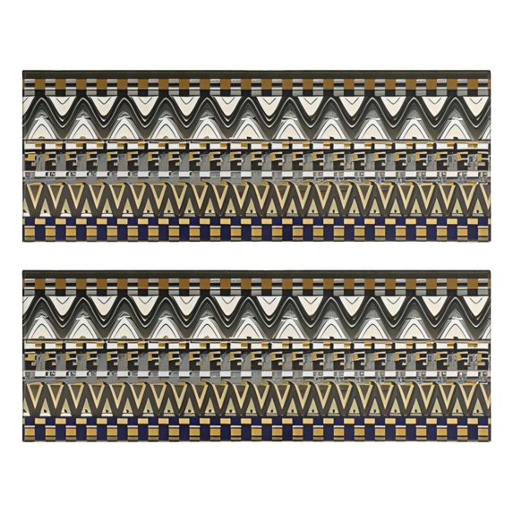 Kitchen Rugs Sets Of 2,Blue Geometric Zigzag Checker Pattern Anti Fatigue Kitchen Mat Rugs Non Slip Washable,Decorative Kitchen Floor Mats for Kitchen,Sink,Laundry,17"X47"