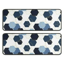 Kitchen Rugs Sets Of 2,Blue Gold Hexagon Marble Anti Fatigue Kitchen Mat Rugs Non Slip Washable,Decorative Kitchen Floor Mats for Kitchen,Sink,Laundry,17"x47" 17"x47"