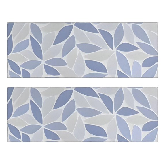 Kitchen Rugs Sets Of 2,Blue Leaf Pattern Anti Fatigue Kitchen Mat Rugs Non Slip Washable,Decorative Kitchen Floor Mats for Kitchen,Sink,Laundry,17"X47"
