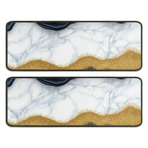 Kitchen Rugs Sets Of 2,Blue Marble Gold Wave Pattern Anti Fatigue Kitchen Mat Rugs Non Slip Washable,Decorative Kitchen Floor Mats for Kitchen,Sink,Laundry,17"x47" 17"x47"