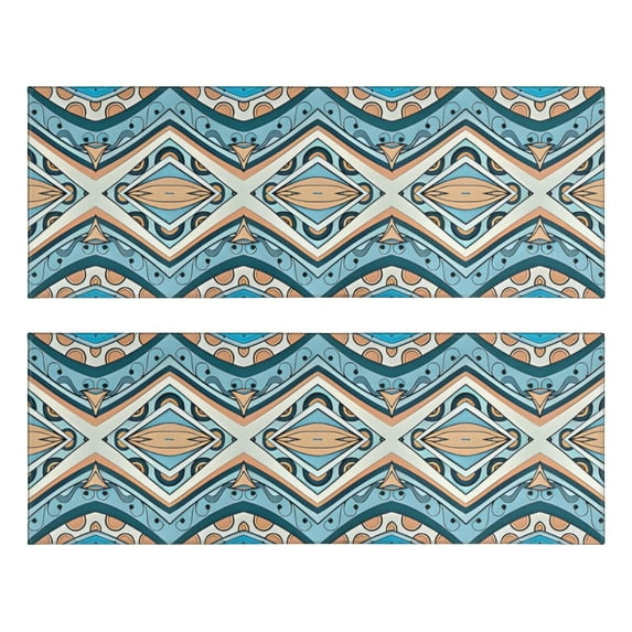 Kitchen Rugs Sets Of 2,Blue and Orange Floral Boho Pattern Anti Fatigue Kitchen Mat Rugs Non Slip Washable,Decorative Kitchen Floor Mats for Kitchen,Sink,Laundry,17"X47"