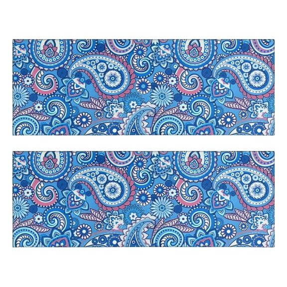 Kitchen Rugs Sets Of 2,Blue Paisley Pattern Anti Fatigue Kitchen Mat Rugs Non Slip Washable,Decorative Kitchen Floor Mats for Kitchen,Sink,Laundry,17"X47"