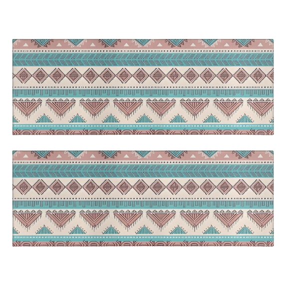 Kitchen Rugs Sets Of 2,Blue and Pink Diamond Shaped Boho Pattern Anti Fatigue Kitchen Mat Rugs Non Slip Washable,Decorative Kitchen Floor Mats for Kitchen,Sink,Laundry,17"X47"