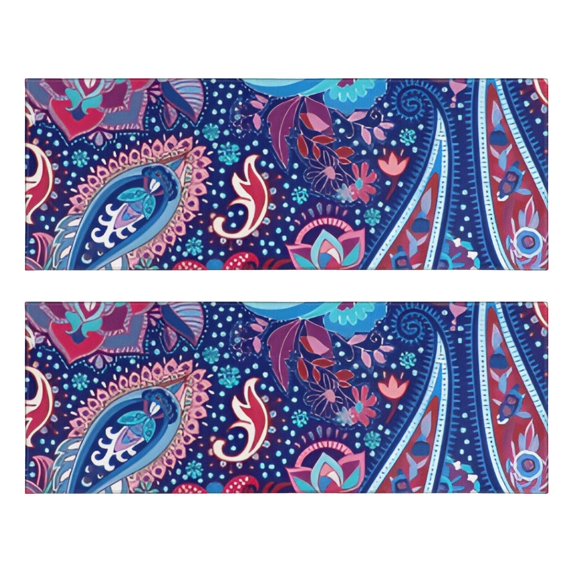 Kitchen Rugs Sets Of 2,Blue Pioneer Flower and Paisley Pattern Anti Fatigue Kitchen Mat Rugs Non Slip Washable,Decorative Kitchen Floor Mats for Kitchen,Sink,Laundry,17"X47"