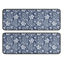 Kitchen Rugs Sets Of 2,Blue Pioneer Flower and Paisley Pattern Anti Fatigue Kitchen Mat Rugs Non Slip Washable,Decorative Kitchen Floor Mats for Kitchen,Sink,Laundry,17"x47" 17"x47"