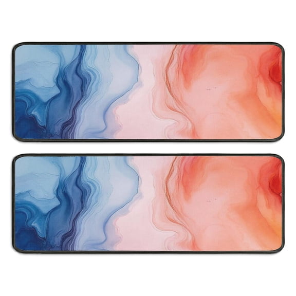 Kitchen Rugs Sets Of 2,Blue Red Purple Marble Pattern Anti Fatigue Kitchen Mat Rugs Non Slip Washable,Decorative Kitchen Floor Mats for Kitchen,Sink,Laundry,17"x47"+17"x47"