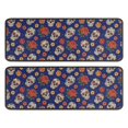 thumbnail image 1 of Kitchen Rugs Sets Of 2,Blue Skull Rose Flower Pattern Anti Fatigue Kitchen Mat Rugs Non Slip Washable,Decorative Kitchen Floor Mats for Kitchen,Sink,Laundry,17"x47"+17"x47", 1 of 5