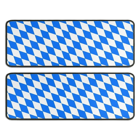 Kitchen Rugs Sets Of 2,Blue White Checkerboard Checkered Pattern Anti Fatigue Kitchen Mat Rugs Non Slip Washable,Decorative Kitchen Floor Mats for Kitchen,Sink,Laundry,17"x47"+17"x47"
