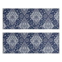 Kitchen Rugs Sets Of 2,Blue and White Ethnic Floral Pattern Anti Fatigue Kitchen Mat Rugs Non Slip Washable,Decorative Kitchen Floor Mats for Kitchen,Sink,Laundry,17"X47"