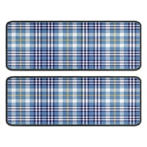 Kitchen Rugs Sets Of 2,Blue White and Yellow Checkered Pattern Anti Fatigue Kitchen Mat Rugs Non Slip Washable,Decorative Kitchen Floor Mats for Kitchen,Sink,Laundry,17"x47" 17"x47"