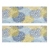 Kitchen Rugs Sets Of 2,Blue and Yellow Floral Pattern Anti Fatigue Kitchen Mat Rugs Non Slip Washable,Decorative Kitchen Floor Mats for Kitchen,Sink,Laundry,17"X47"