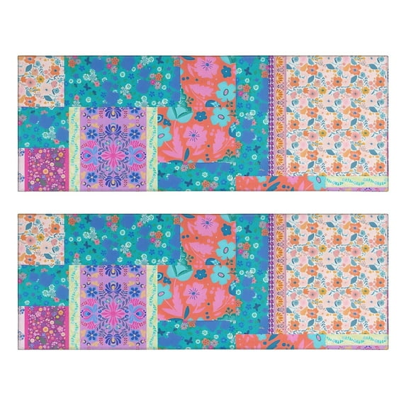 Kitchen Rugs Sets Of 2,Bohemian Pioneer Flower Patchwork Anti Fatigue Kitchen Mat Rugs Non Slip Washable,Decorative Kitchen Floor Mats for Kitchen,Sink,Laundry,17"X47"