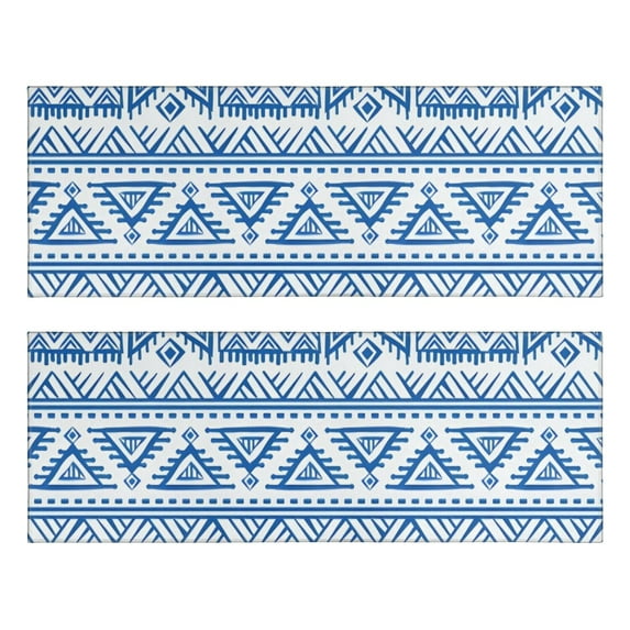 Kitchen Rugs Sets Of 2,Boho Blue Geometric Ethnic Pattern Anti Fatigue Kitchen Mat Rugs Non Slip Washable,Decorative Kitchen Floor Mats for Kitchen,Sink,Laundry,17"X47"